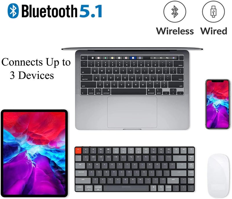 Keychron K3 الإصدار 2، تخطيط 75% 84 مفتاح لوحة مفاتيح ميكانيكية فائقة النحافة لاسلكية بلوتوث/سلكية مع إضاءة خلفية بيضاء، مفتاح بني بصري منخفض الملف قابل للتبديل لنظامي Mac و Windows - Image 2